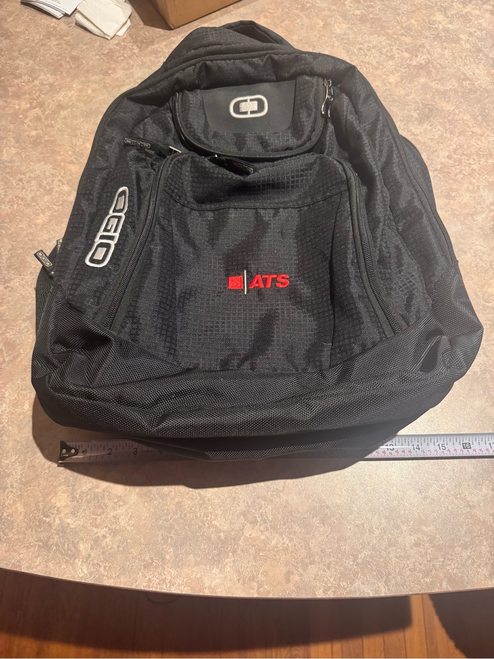 OGIO Black Backpack with Red ATS Logo Travel for Work